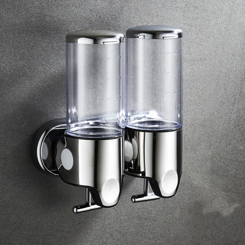 Transparent 1000ml Luxury 1500ml SoapDispenser Wall Mount 3 Heads ABS Electroplated Shampoo Dispenser Punch Selection for Bathroom Accessories - Цвет: Transparent 1000ml