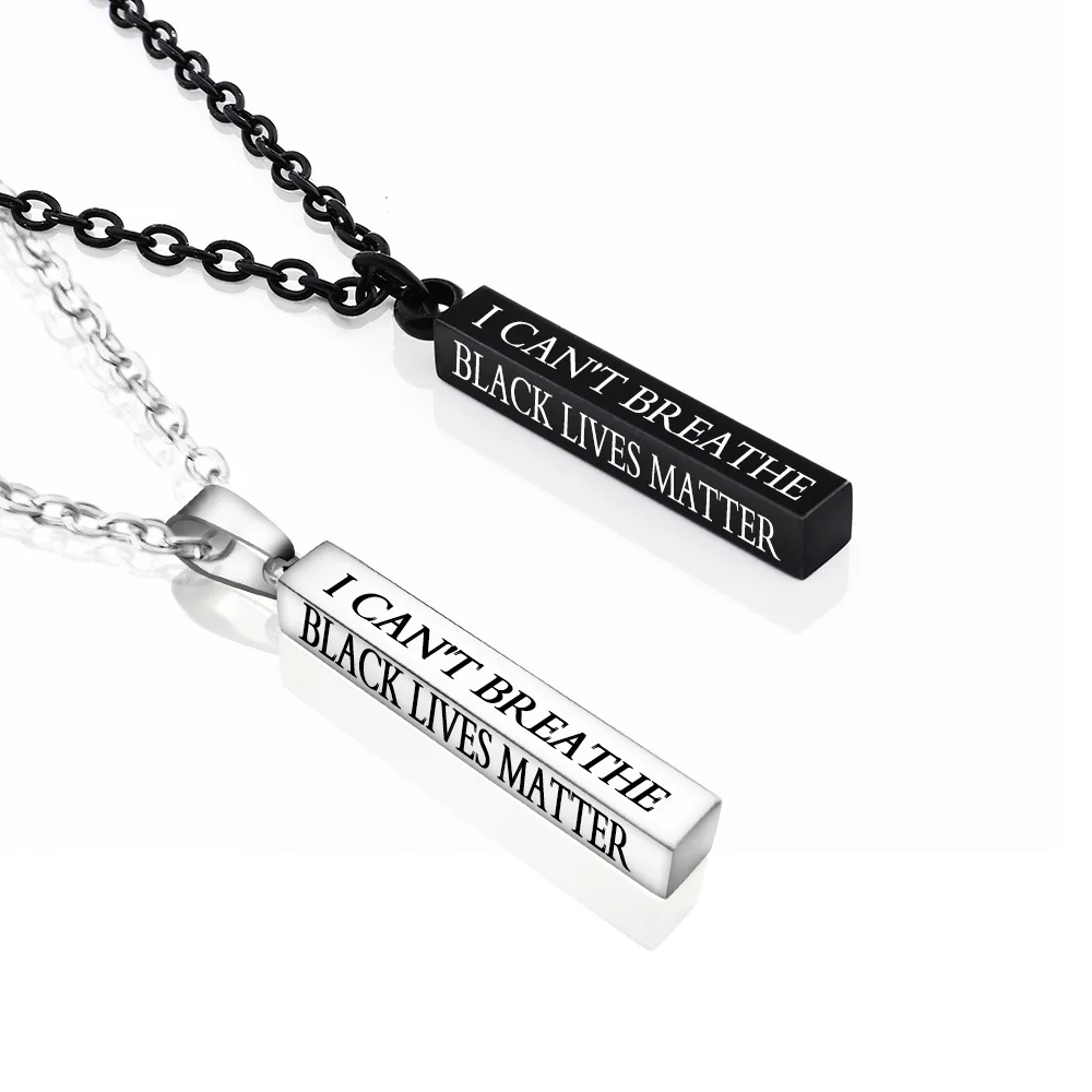 

I CAN'T BREATHE BLACK LIVES MATTER stainless steel necklace wishing column simple pendant цепочки подвеска на шею chain kpop