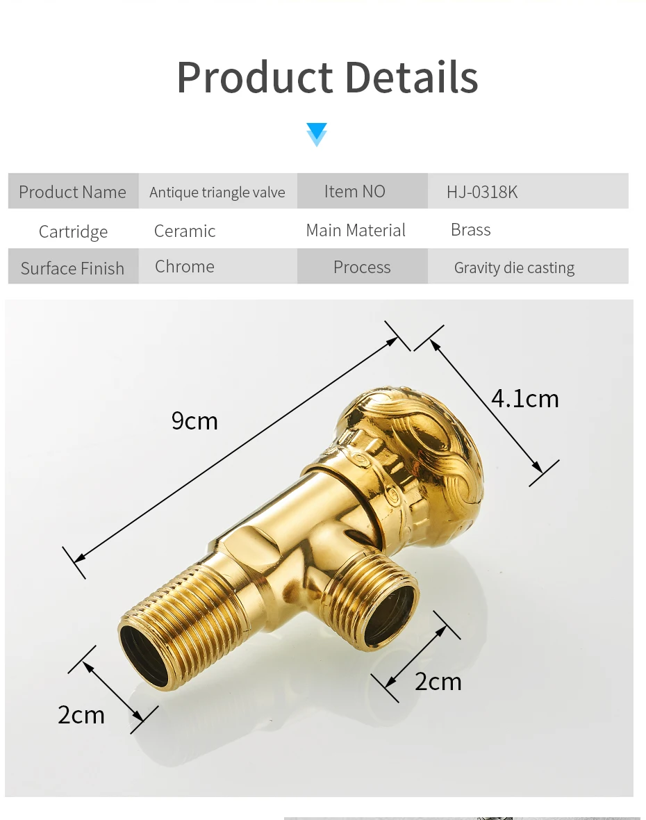 Кран запасные части 1/" x 1/2" роскошный золотой Латунный угловой переключатель для ванной комнаты водостопа Туалет заполнения треугольные клапаны HJ-0318K