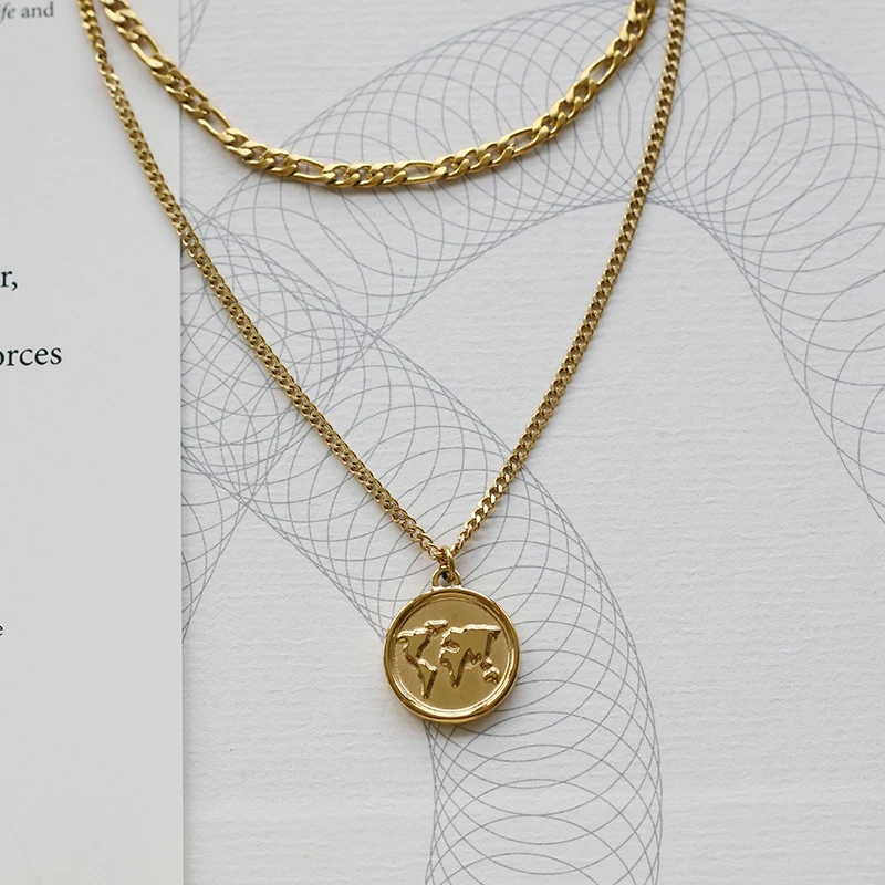 

Vintage Bohemia Gold Color Coin Layered Chain Necklace For Women High Quality Retro Fashion Long Choker Collar Pendant Necklaces