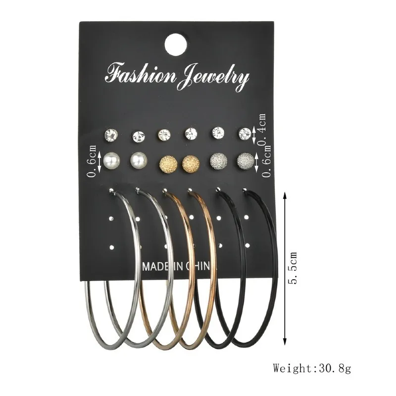 Серьги кольца с кристаллами женские модные ювелирные украшения имитацией