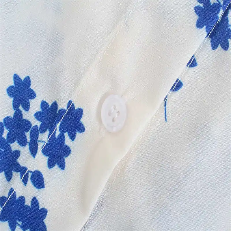 

2021 Summer Print Pocket Shirt Women Relaxed Long Sleeve Button Shirts Woman Fashion Back Pleat Asymmetric Casual White Top