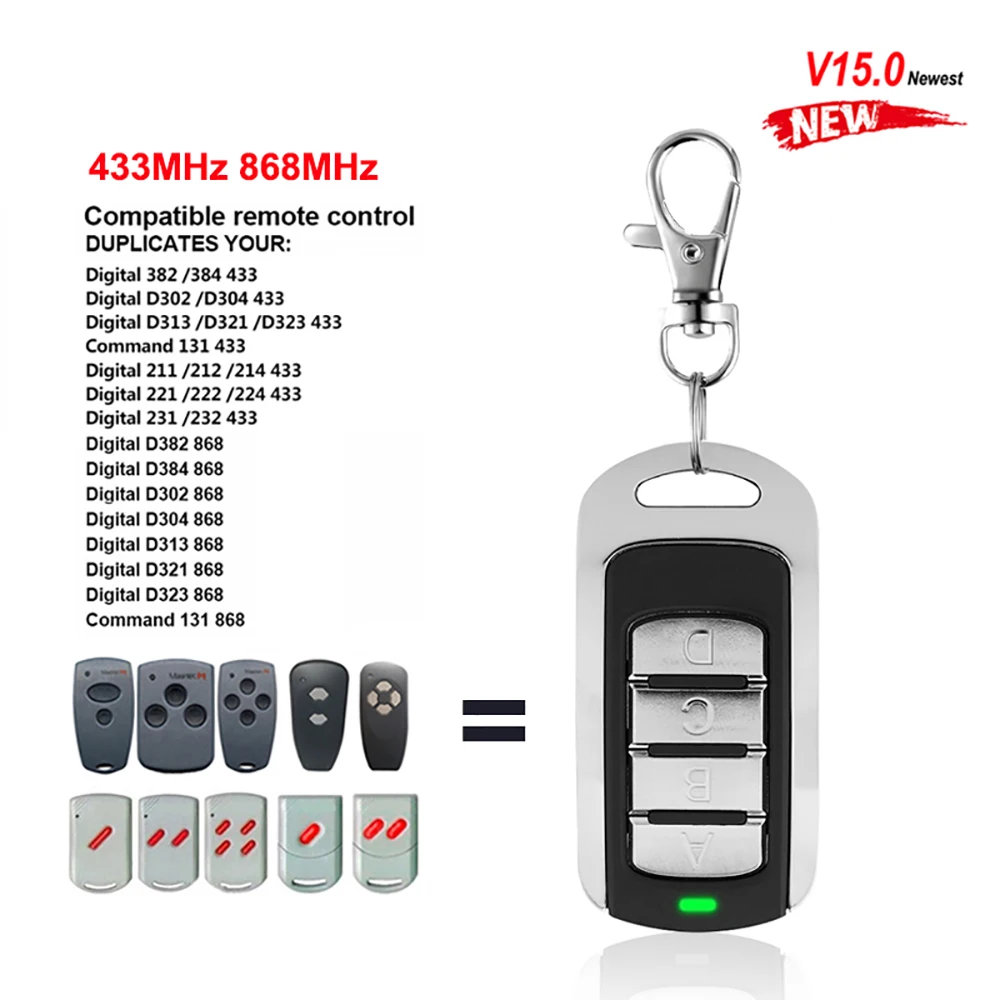 

Пульт дистанционного управления MARANTEC 868 МГц 433 МГц, клон открывателя гаражной двери для Digital D302 D304 D313 433 D323 D382 D384 131 868 IPX6