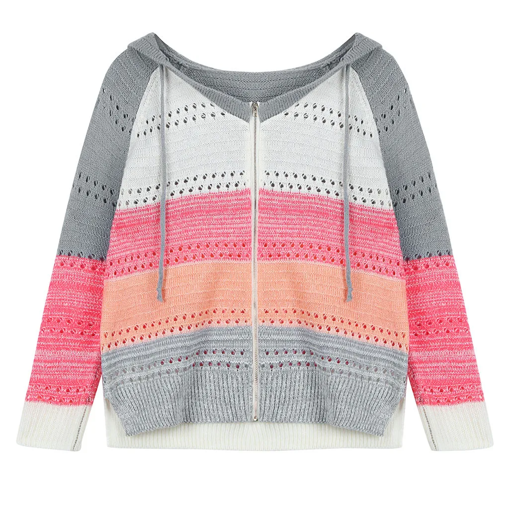 Hooded Sweatshirt Fashion Hoodie Women Sweetshirts Casual Patchwork Long Sleeves Sweater Cardigan Blouse Tops Худи Blusas Y2k