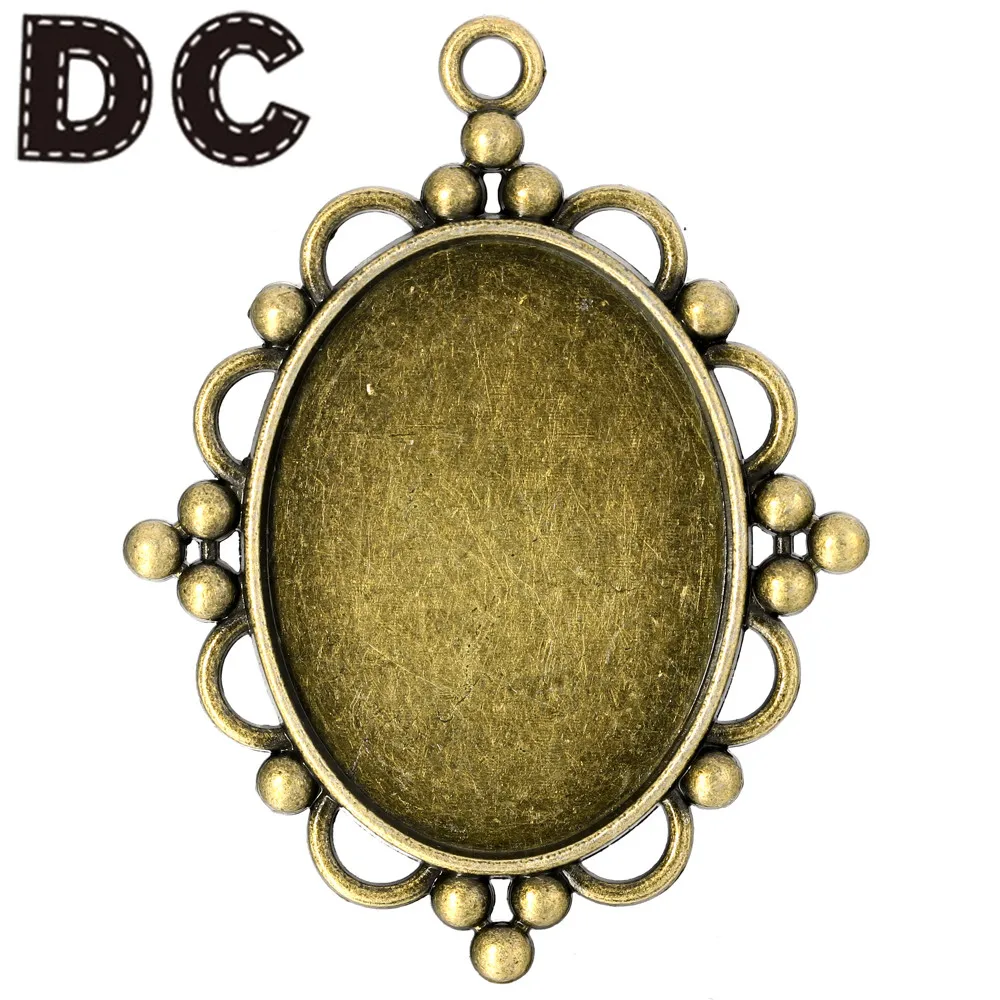 DC 10 шт./лот старинный зеленый пустой поднос кулон подходит для 18x2 5/30х40мм овальное