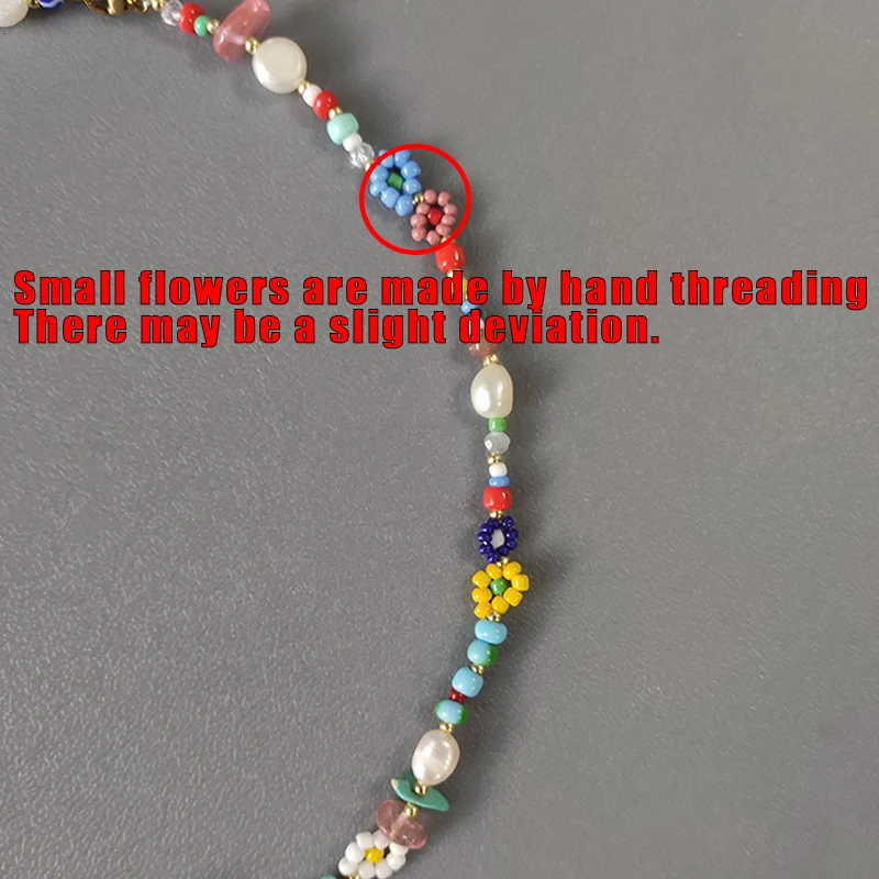 

Bohemian Stained Glass Rice Bead Necklace Natural Pearl Women's Short Necklace Charm Jewelry Handmade Christmas Gift Girl