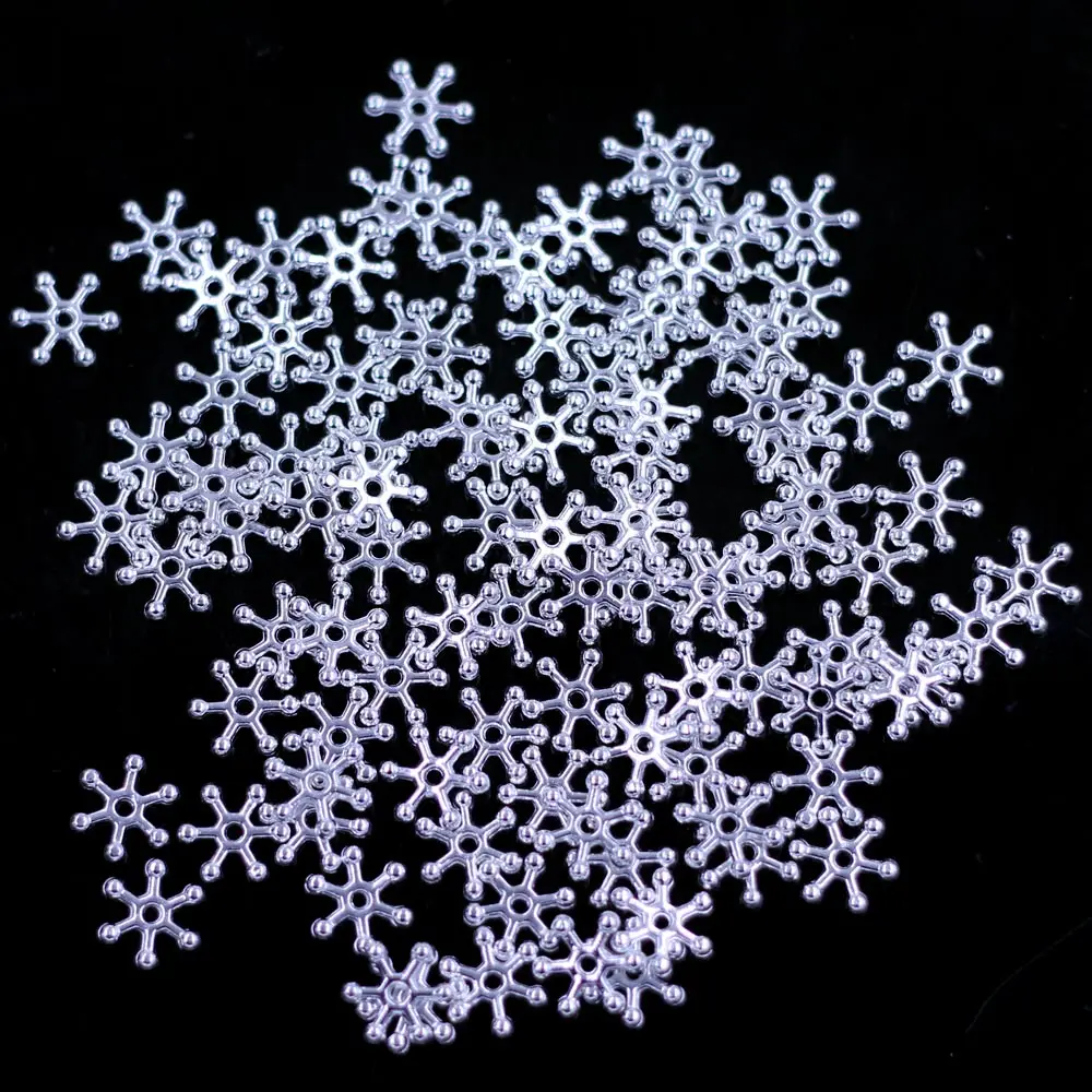 

500 шт. бусины-разделители снежинки металлические посеребренные Подвески Ювелирные изделия фурнитура оптом 12x2мм