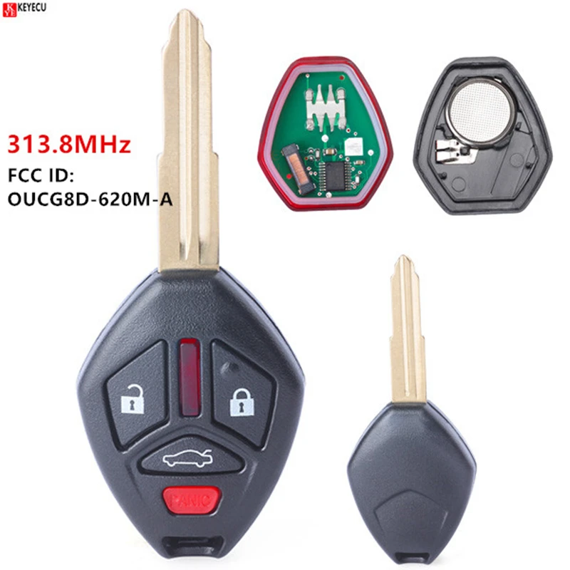 KEYECU High Quality Keyless Entry OEM Remote key Fob 313.8MHz 3+1 Button for 2007 -2012 Mitsubishi Eclipse Galant OUCG8D-620M-A |