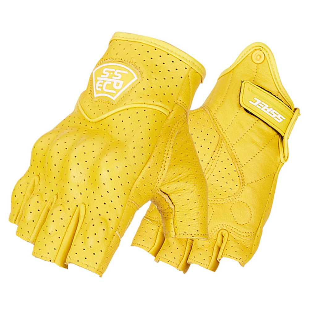 Желтые мотоциклетные перчатки из натуральной кожи Летние Ретро для мотокросса