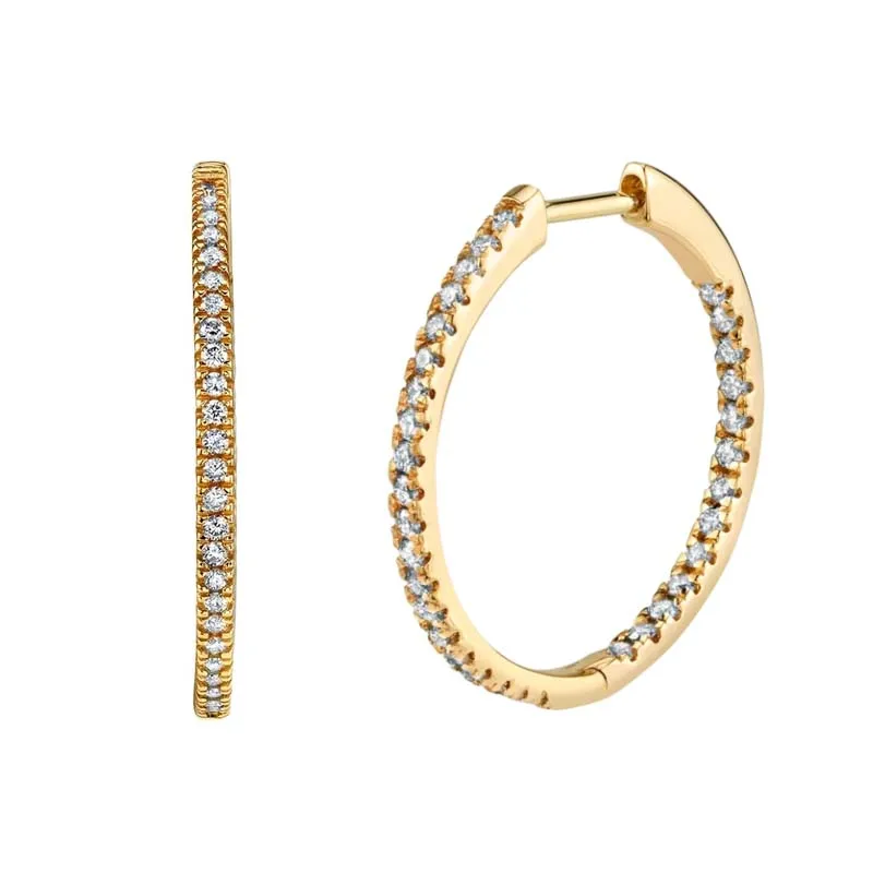 

Original Brand Fashion Mirco Pave Colored CZ Zirconia Two Side Gold Large Hoop Earring Silver 925