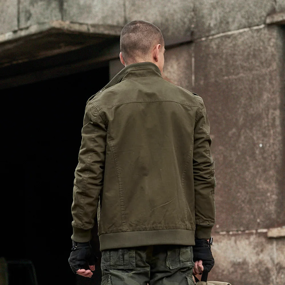 Мужская зимняя тактическая армейская куртка бомбер из 100% хлопка с воротником