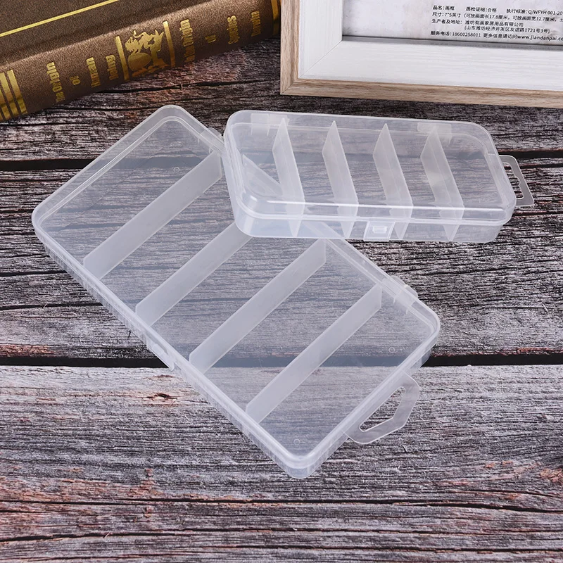 

Fishing Tackle Box Bait Lure Hooks Storage Case Fishing Tool Tackle Sorting Box 5 Grid Transparent Connector Collection Tools