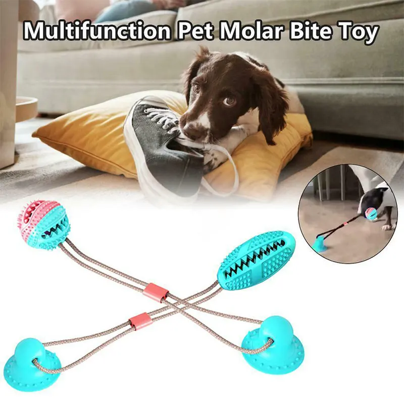 

Pet Dog Molar Chew Self-playing TPR Ball with Suction Cup Teeth Cleaning Pet Supplies OCT998