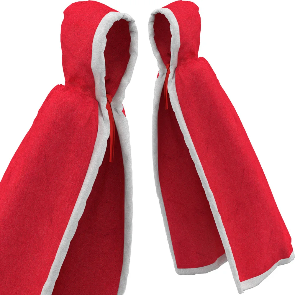 

Red Velvet Hooded Cape Cloak Sexy Santa Cosplay Christmas Costumes Women Carnival Party Clubwear Winter Warm Overcoat