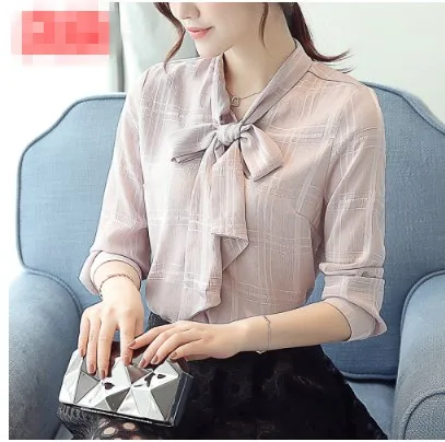 Лолита весна полный рукав с бантом плед рубашки блузки поступление 2020 женская