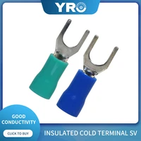 500piecesbags sv5 5 4 brass u type pvc insulated sheathed block shovel cold pressed terminal