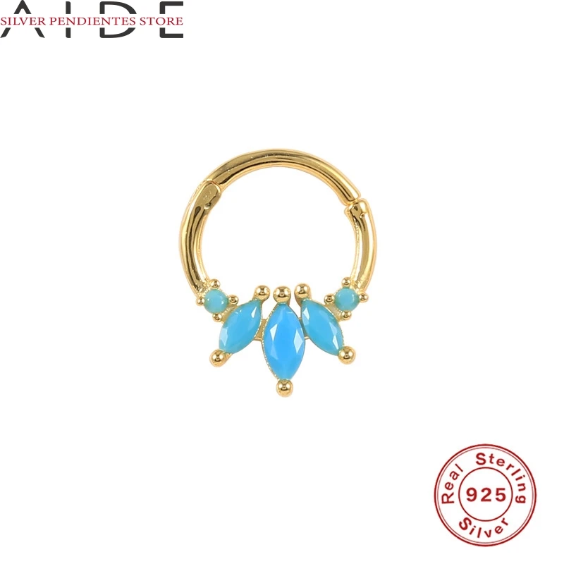 

AIDE 9mm 925 Sterling Silver Round Diamond Cartilage Pierced Earrings Women 2021 Black Pink Green Purple Zircon Hoops Earrings