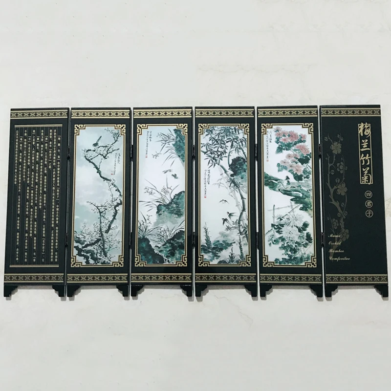 6 Панель Цветок Бамбуковый экран 48x24x0.6cm домашний разделитель комнаты деревянный