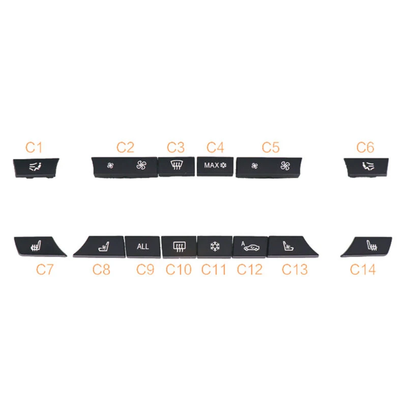 14pcs/Set Black 100% Brand New And High Quality Plastic Button Key Cap Repair Kit A/C Heater Switch For BMW 5 6 7 F10 F12 F01 | Автомобили