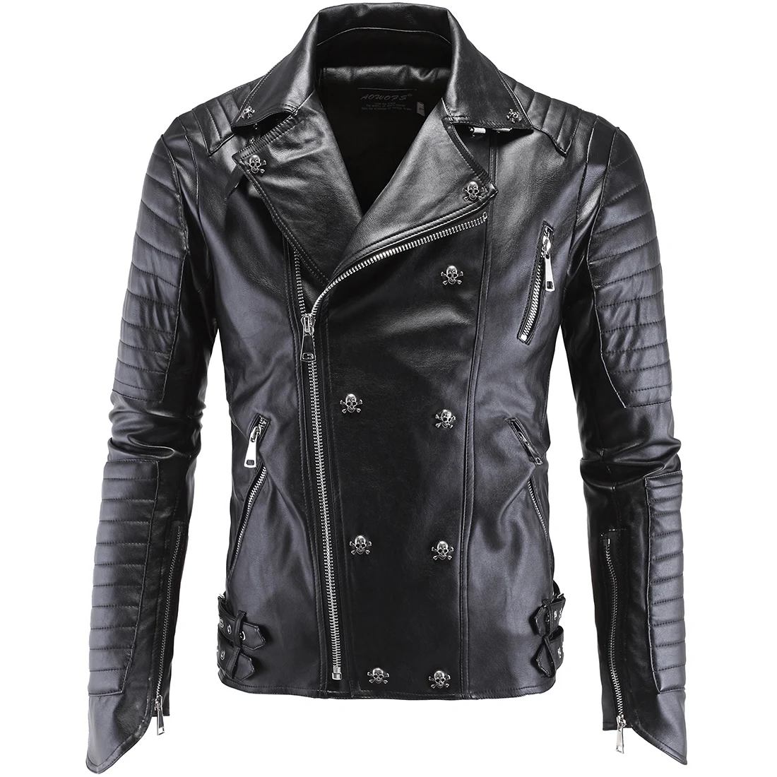High Quality Men Skulls Leather Jackets PU Leather Coats New Male Slim Fit Casual Leather Jackets High Street Style Moto Jackets