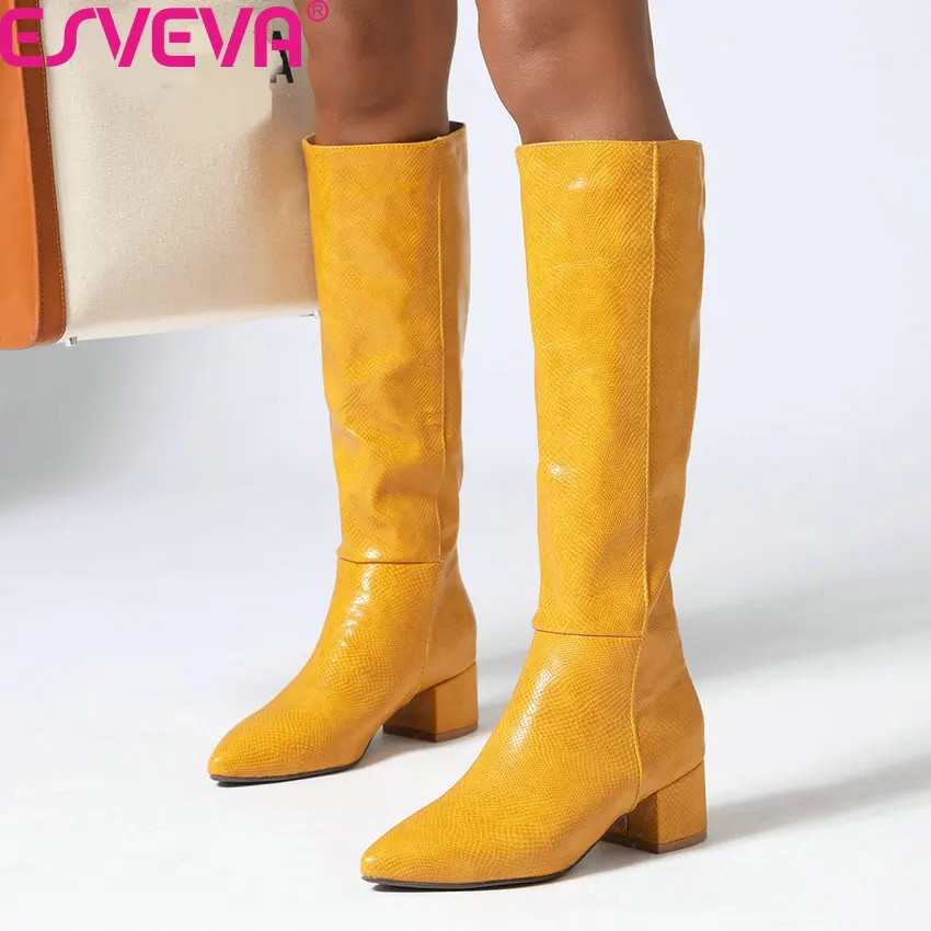 Женские сапоги до колена ESVEVA из искусственной кожи с острым носком на среднем