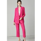 Пурпурный женский деловой костюм, пиджак + брюки, Деловые женские брючные костюмы, Офисная форма, стильные женские брюки, брючный костюм