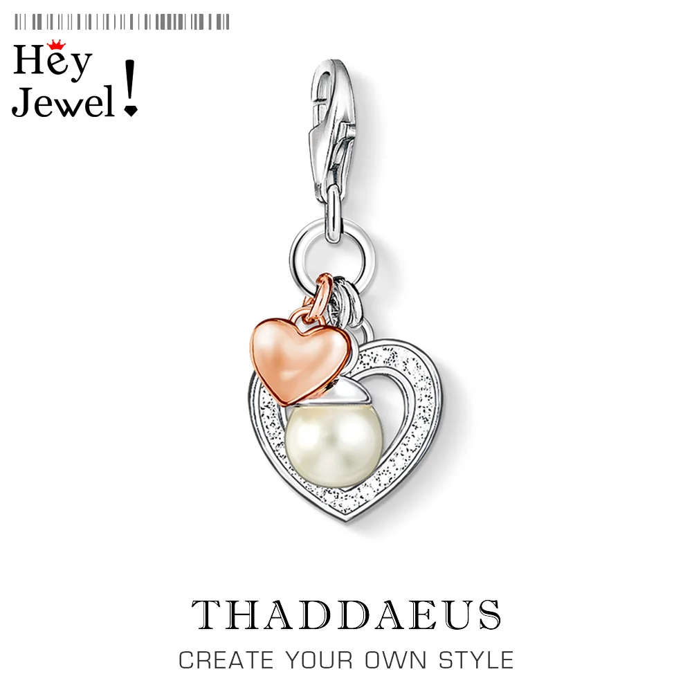 Женский кулон в виде сердца и жемчуга из серебра 2020 пробы|Ювелирные шармы| |