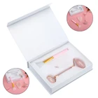 3 шт.компл. нефритовый массажер из розового кварца роликовый лицевой, кисть для маски гуаша, инструмент для ухода за кожей лица, против морщин, против старения