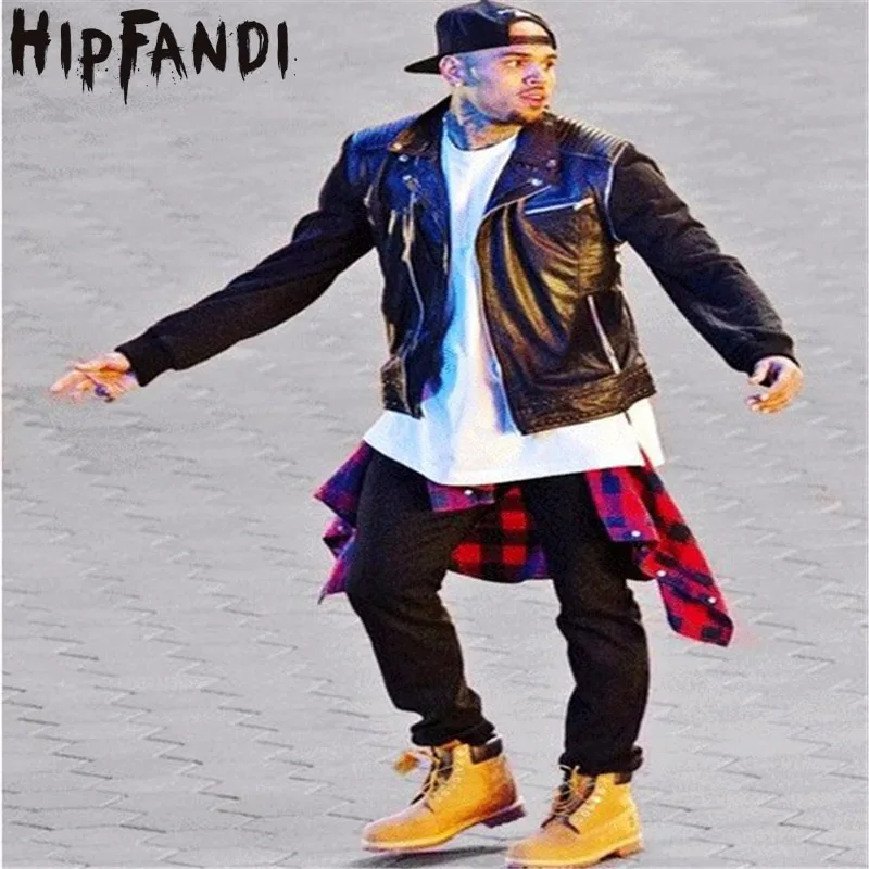 Хипфанди 2020 Крис Браун Мужская удлиненная Золотая футболка с боковой молнией