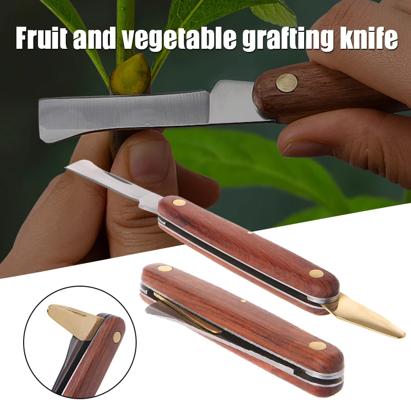 Cortador de injerto plegable para jardín, cuchillo de injerto de frutas y verduras, herramientas de poda de tijera para árboles