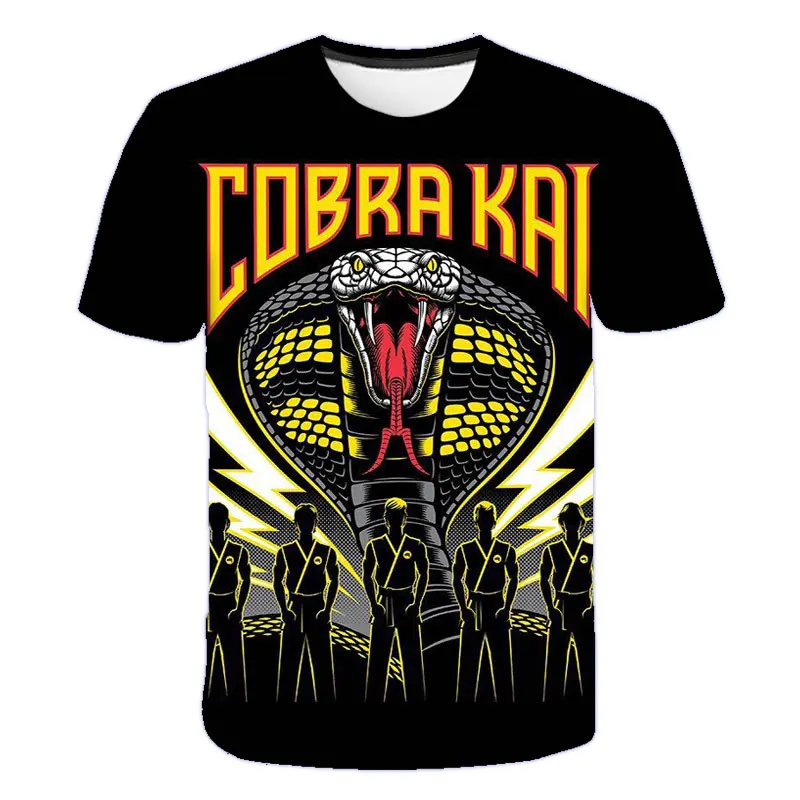 

6-19 Yrs Teen Children Clothes Thai Venomous Snake Cobra Kai T Shirt O-neck Casual Tops & Tees Boys Polyester 3d Print Funny