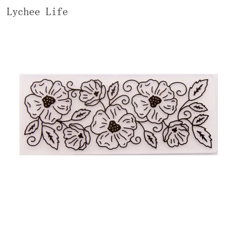 Lychee Life Floral Embossing Folder Stencil 15x6cm For DIY Scrapbook Album Card Making Home Decoration | Дом и сад