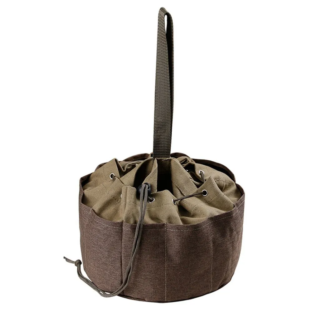 

Outdoor Canvas Cylinder Kit Bag Garden Hardware Tool Bag Portable Wear-Resistant Strong Drawstring Tool Storage Bag Tool