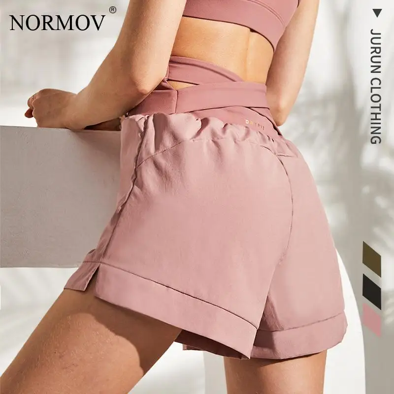 

Женские шорты для фитнеса NORMOV, летние однотонные спортивные шорты с высокой талией, для тренировок, в Корейском стиле