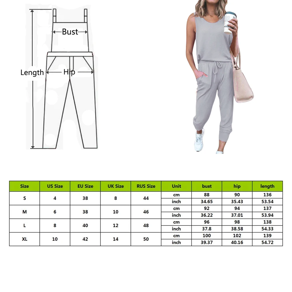 

2020 New Summer Spring Women Sports Suit Tracksuit Women Sleeveless Jumpsuit Solid Color Tracksuit Sports Jumpsuit