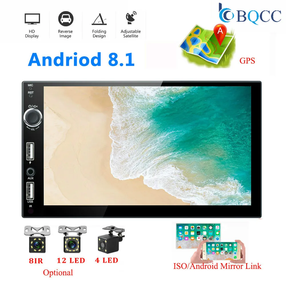 Авторадио 2 Din GPS автомобильный радиоприёмник Android 7 &quotмультимедийный плеер hd Mirror
