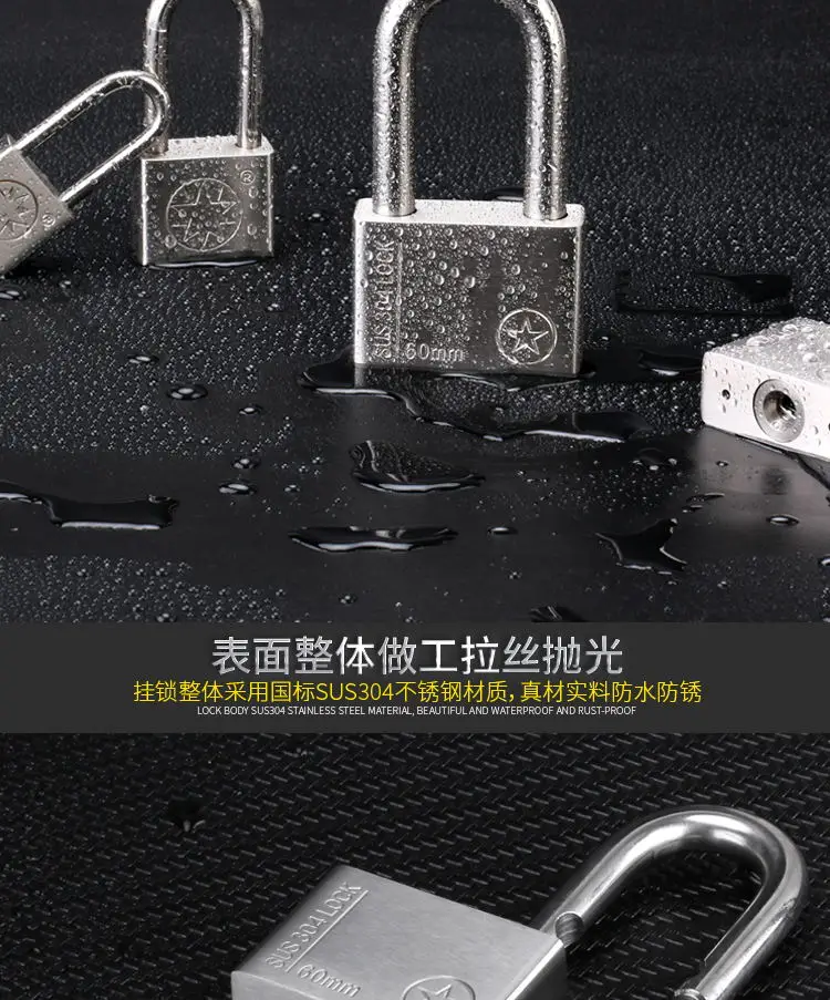 304 Stainless Steel Padlock 30mm Cabinet Outdoor Lock Head Furniture Lock Waterproof Rust-Proof Door Lock small lock