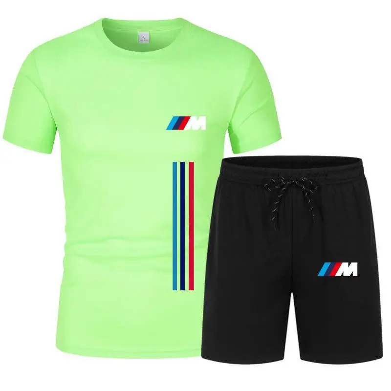

2021 fashion BMW Brand men's summer Sandy beach shorts short-sleeved casual sports trend suit men's clothing BMW pants+ t-shirts