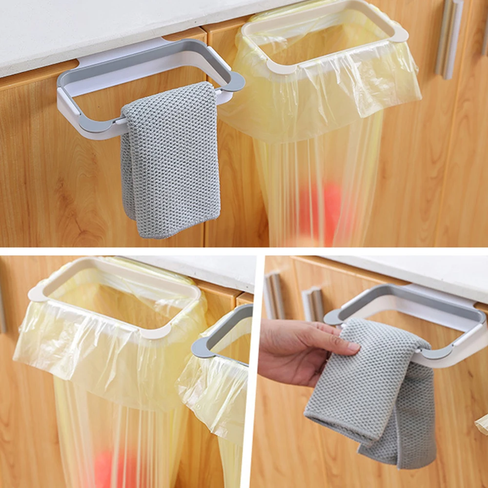 

Portable Trash Bag Holder Kitchen Cupboard Cabinet Door Basket Hanging Cloth Garbage Pocket Rack Storage Holders Kitchen Tools