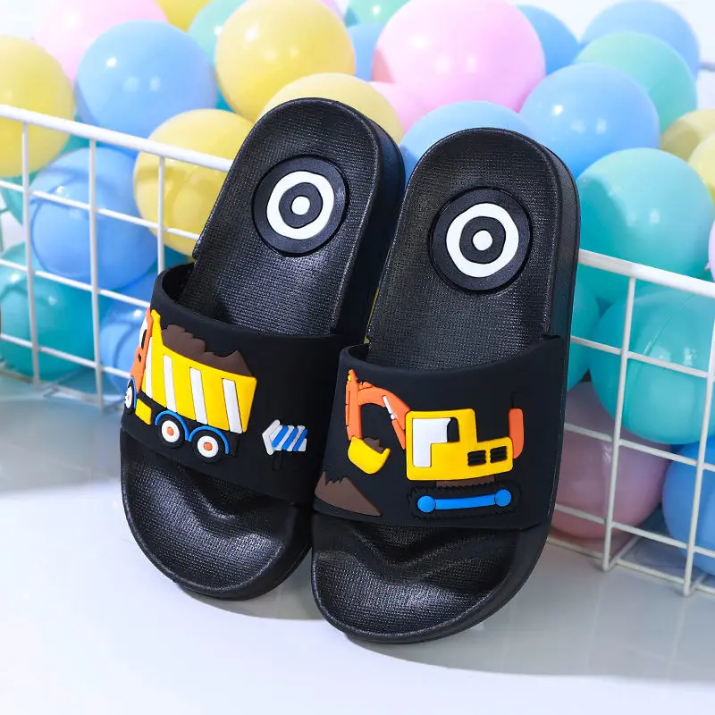 

2021 Baby Children House Slippers Cute Dinosaur Cartoon Kids Shoes Boys Soft Non-Slip Girls Beach Shoes Pupil Junior Footwear
