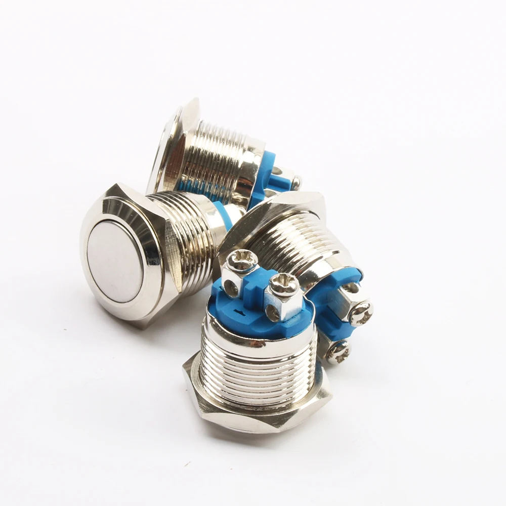 Металлический кнопочный переключатель IP67 водонепроницаемый никелированный