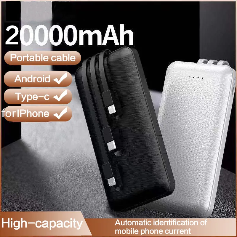 Внешний аккумулятор с 3 кабелями 20000 мАч для iPhone 11 pro X 8 7|Внешние аккумуляторы| |