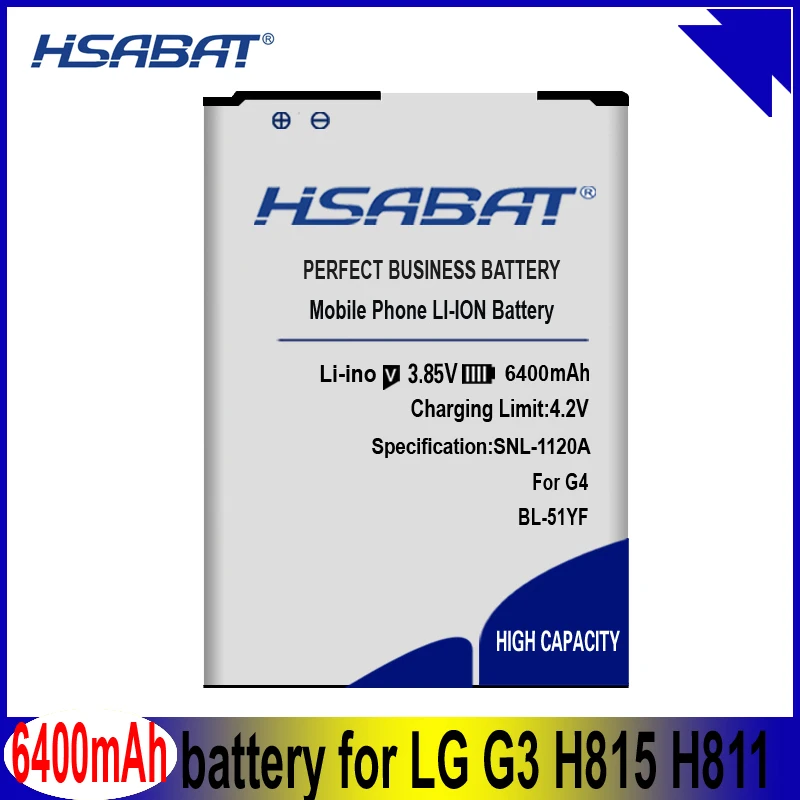 Аккумулятор HSABAT 5900 мАч для LG G4 BL 51YF 51YH H815 H811 H810 VS986 VS999 US991 LS991 F500 G Stylo F500S F500L F500K|battery