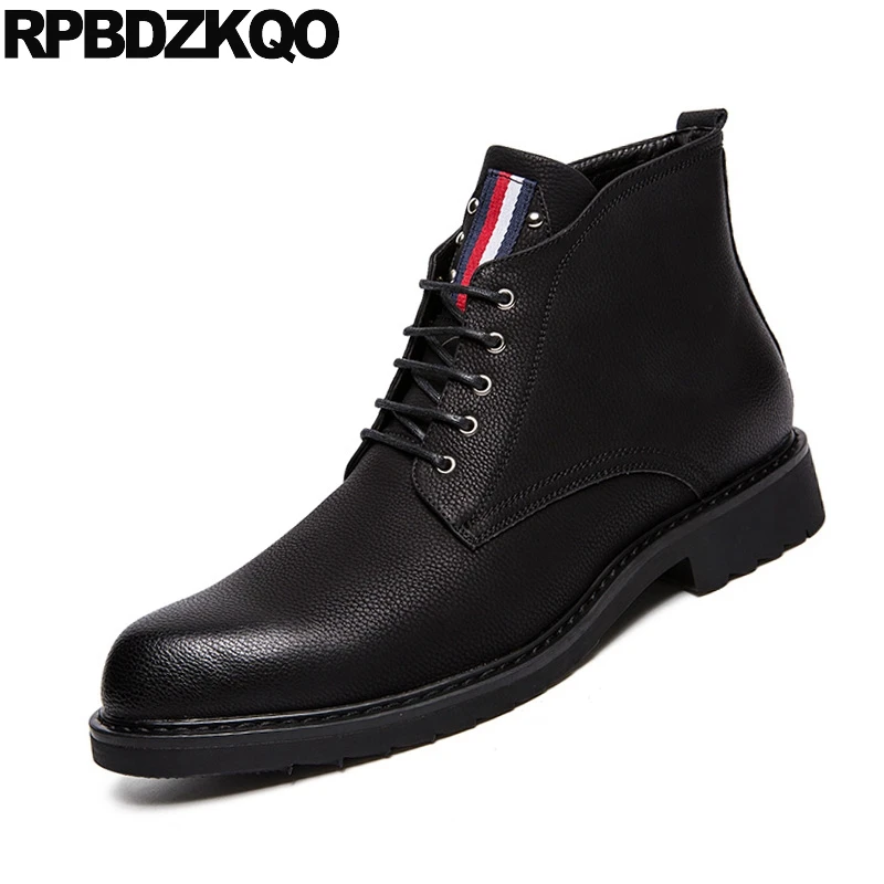 Formal Fall Lace Up Pointed Toe Wingtip Shoes Booties Waterproof Brogue Short Party Oxford Mens Zipper Dress Boots Black 2021 | Обувь
