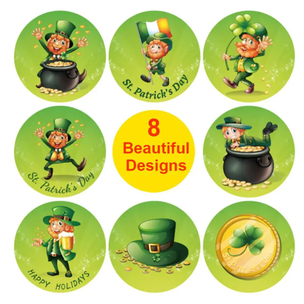 500Pcs Happy St.Patrick's Day Stickers DIY Candy Favors Gift Boxes Seal Labels Packaging Sticker Irish Festival Party Decor | Игрушки и