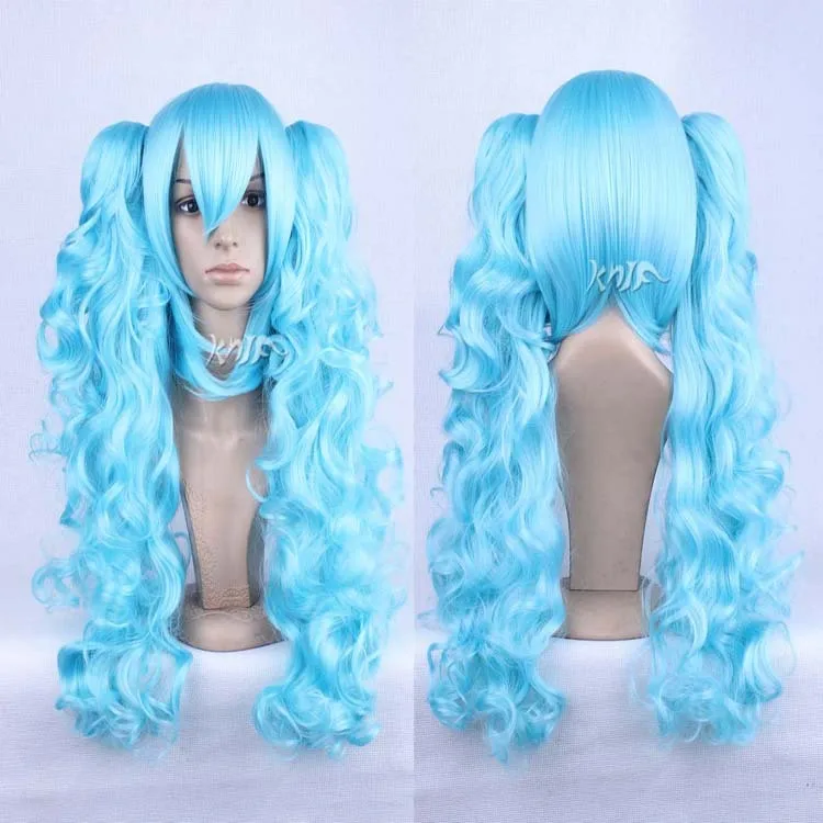 Хацунэ Мику зеленый синий кудрявые волосы шляпы парики двойной зажим тигра Cos