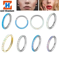 g23 titanium earrings hinged ring hoop opal nose ring septum helix daith piercing conch cartilage womens fashion body jewelry