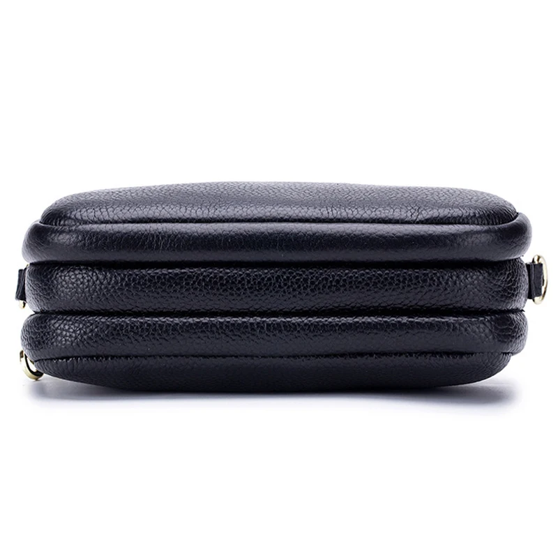 

BONAMIE Three-layer Messenger Bags Genuine Leather Mini Daily Hand Basg Diagonal Zipper Pouch Party Package Female Clutch Bag