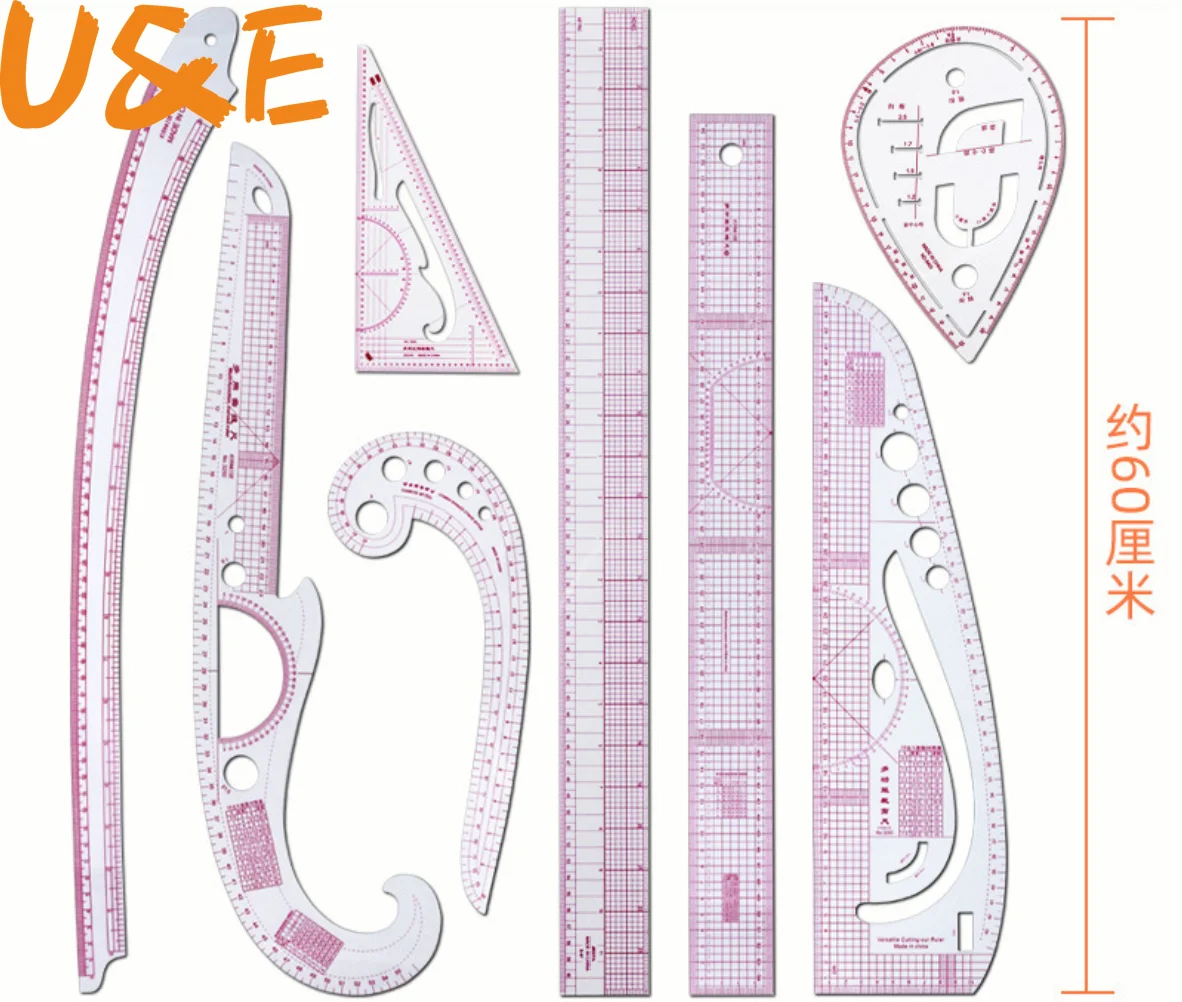 

Multi-function Sewing Ruler Curve Ruler Clothing Sample Garment Cut Cutting Pattern Making Metric Yardstick Drawing Tailor Tools
