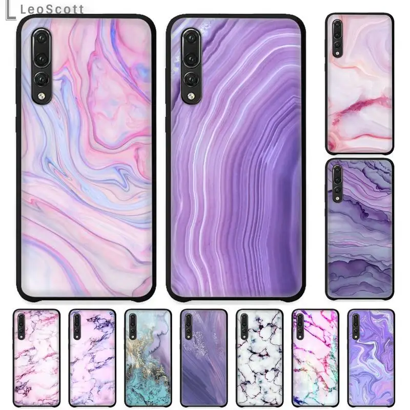 

Luxury marble shiny purple Smooth Phone Case For Huawei honor Mate P 9 10 20 30 40 Pro 10i 7 8 a x Lite nova 5t Soft Silicone